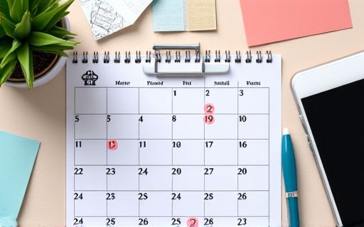 A calendar with marked appointments and notes for care coordination.